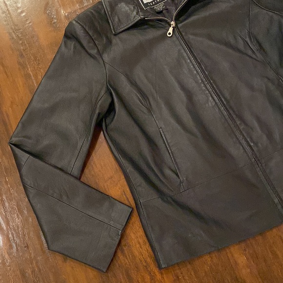 Vintage CLIO Leather Black 100% Leather Coat Women’s Size 8 - Picture 4 of 15